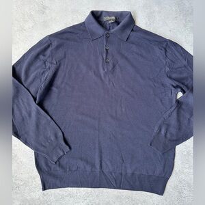 Giorgiolini 100% wool Long-Sleeve Polo Sweater in Navy